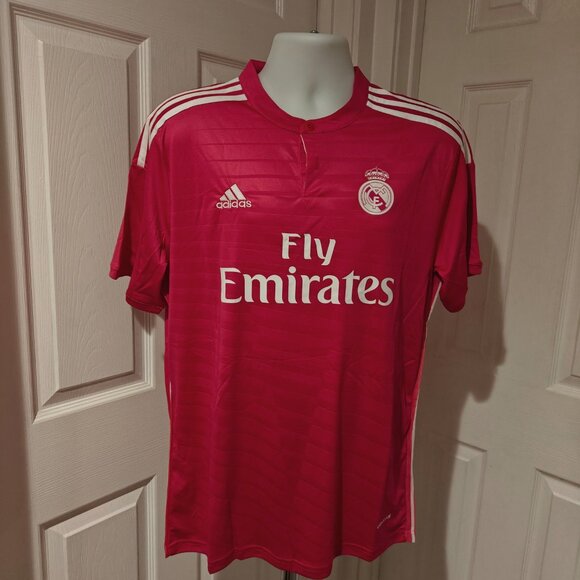 Real Madrid 2014/15 Away Jersey Pink Adidas Men's Size L Soccer Shirt La Liga - Picture 1 of 13
